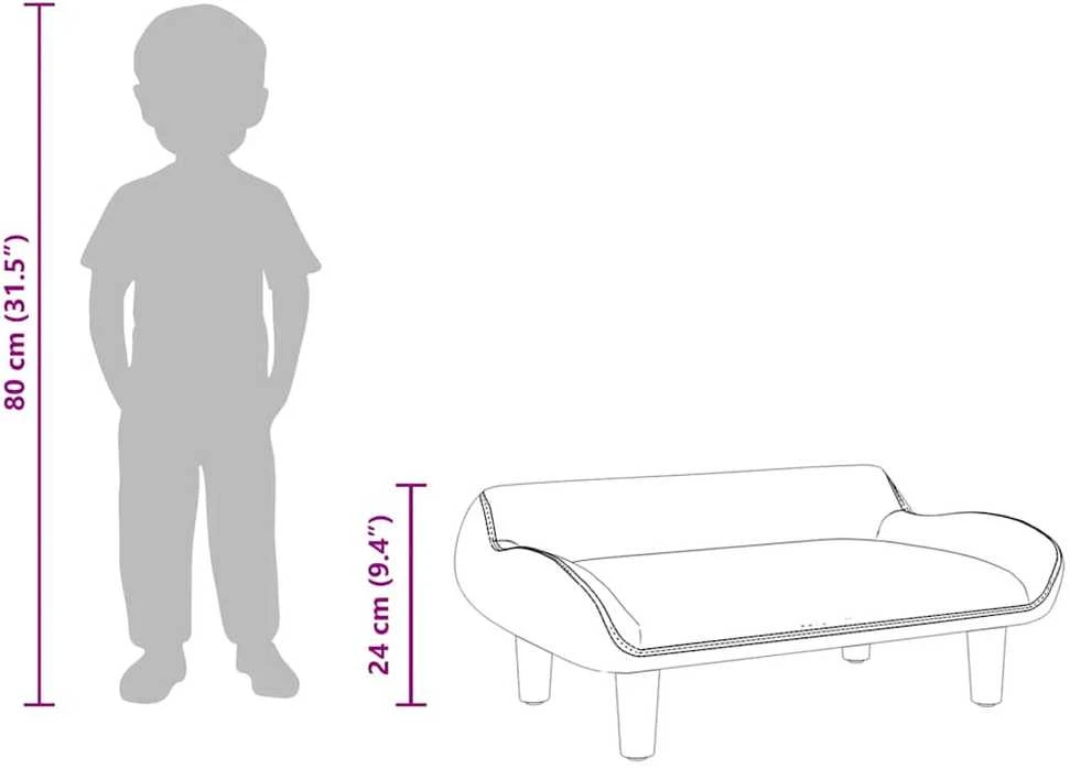 Vaikiška sofa, rudos spalvos, 70x40x24cm, aksomas