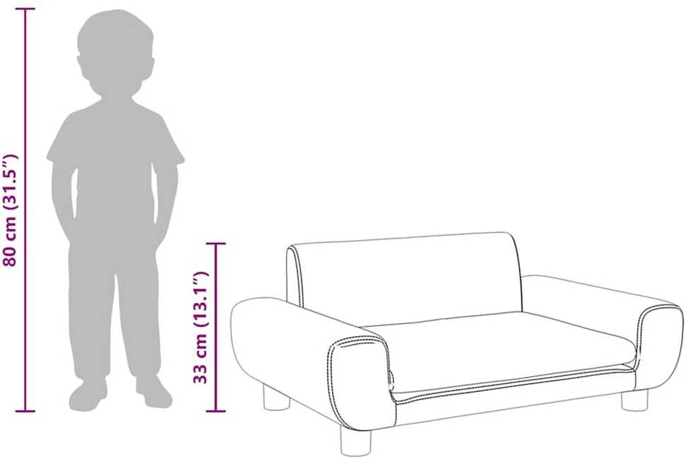 Vaikiška sofa, rudos spalvos, 70x45x33cm, aksomas