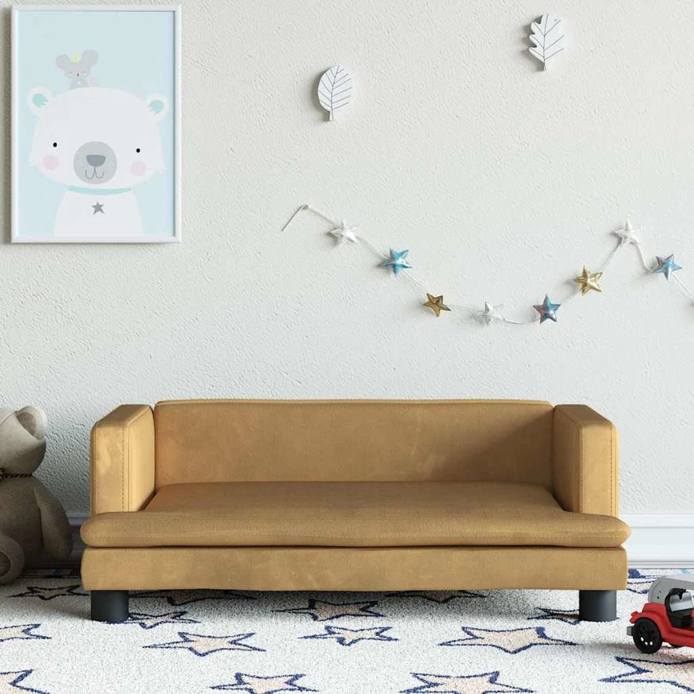 Vaikiška sofa, rudos spalvos, 80x45x30cm, aksomas