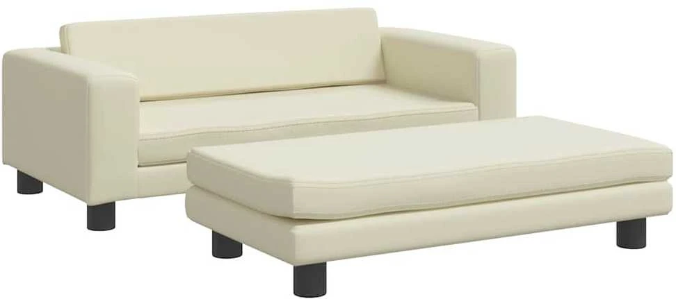 Vaikiška sofa su pakoja, kreminė, 100x50x30cm, dirbtinė oda