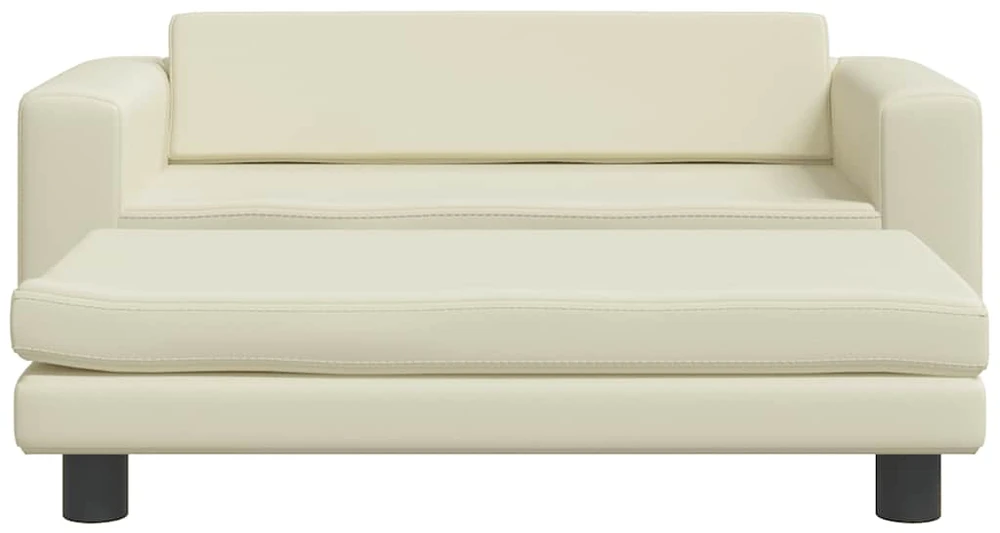 Vaikiška sofa su pakoja, kreminė, 100x50x30cm, dirbtinė oda