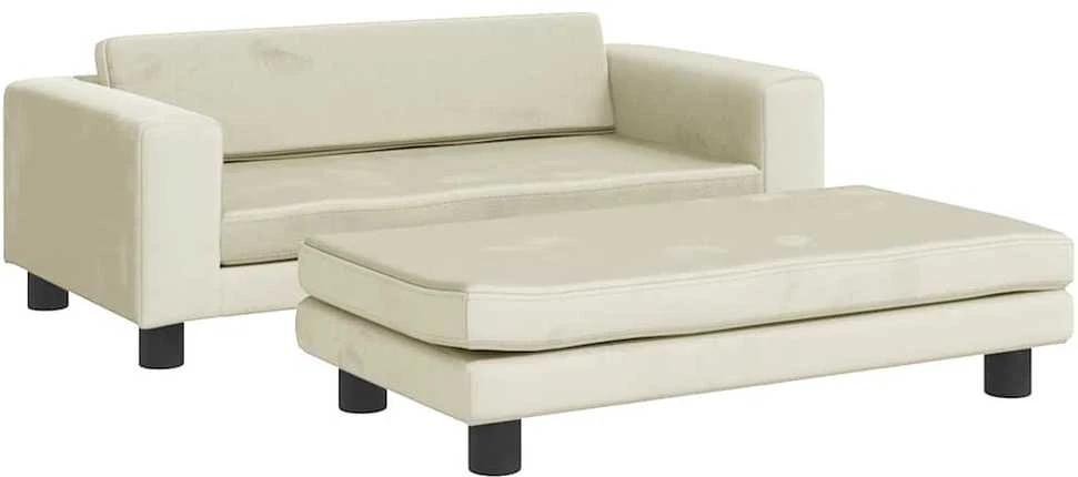 Vaikiška sofa su pakoja, kreminė, 100x50x30cm, aksomas