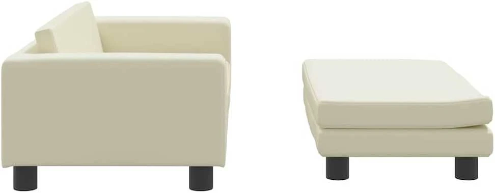Vaikiška sofa su pakoja, kreminė, 100x50x30cm, dirbtinė oda