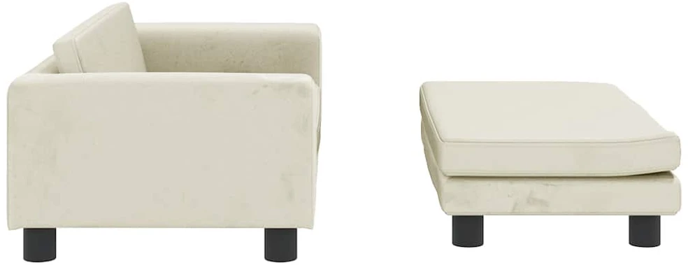 Vaikiška sofa su pakoja, kreminė, 100x50x30cm, aksomas