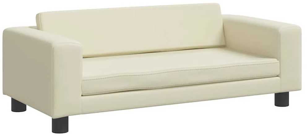 Vaikiška sofa su pakoja, kreminė, 100x50x30cm, dirbtinė oda