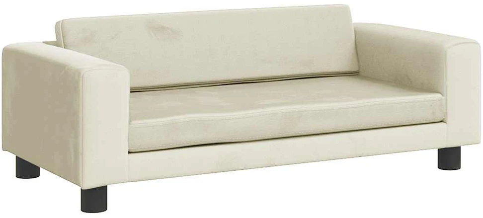Vaikiška sofa su pakoja, kreminė, 100x50x30cm, aksomas