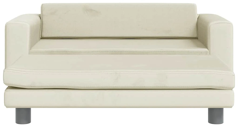 Vaikiška sofa su pakoja, kreminė, 100x50x30cm, aksomas