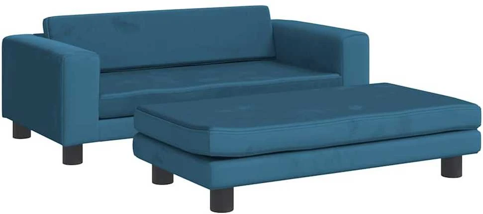 Vaikiška sofa su pakoja, mėlyna, 100x50x30cm, aksomas