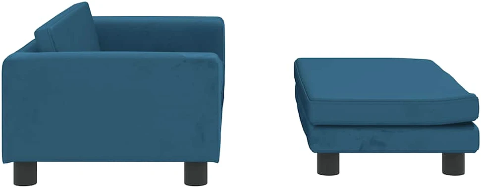 Vaikiška sofa su pakoja, mėlyna, 100x50x30cm, aksomas