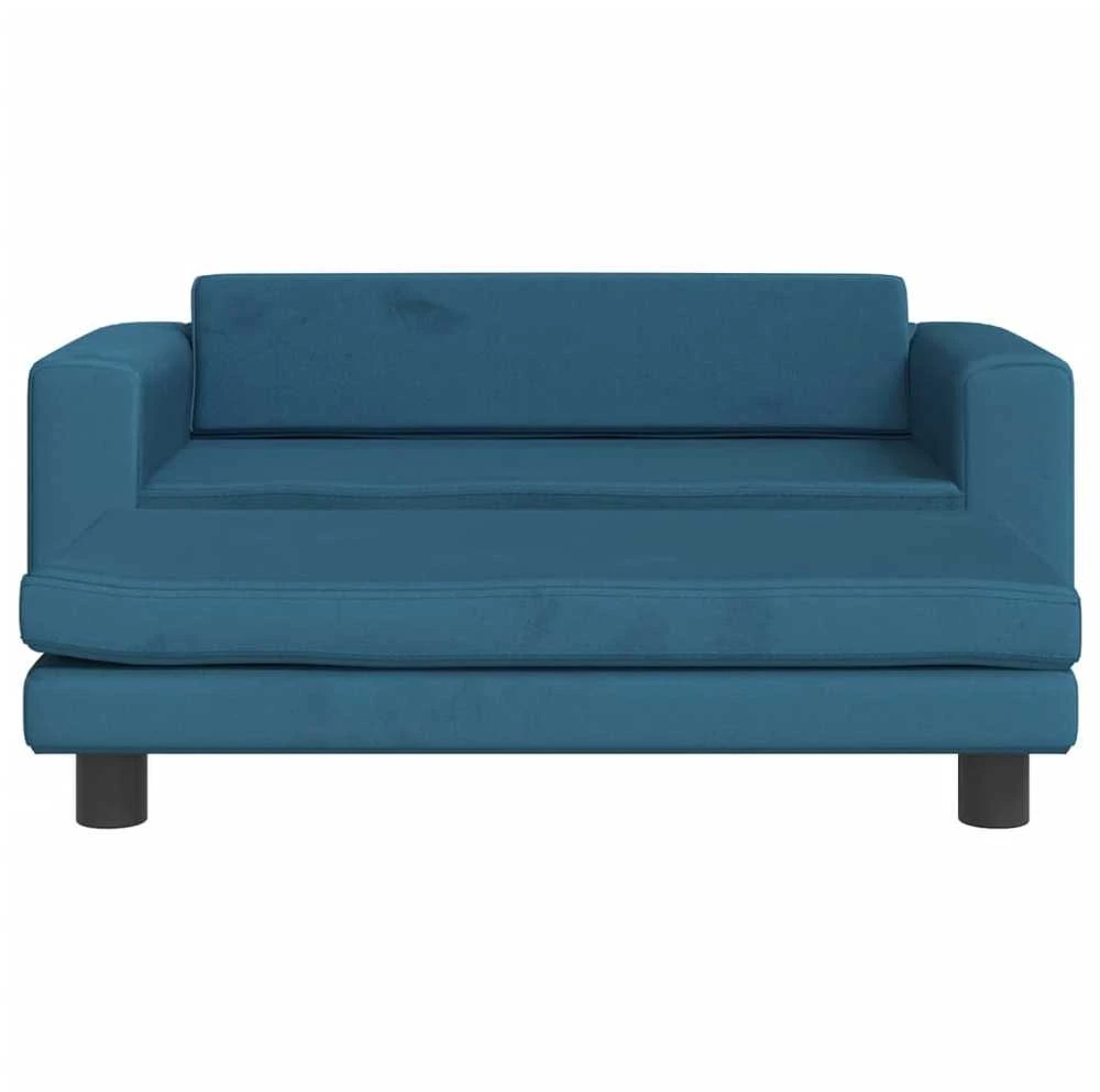 Vaikiška sofa su pakoja, mėlyna, 100x50x30cm, aksomas
