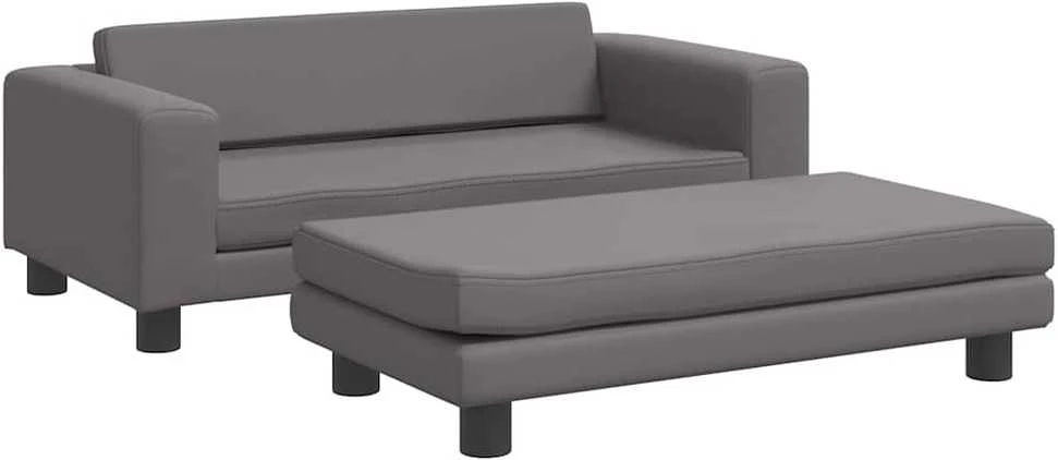 Vaikiška sofa su pakoja, pilka, 100x50x30cm, dirbtinė oda
