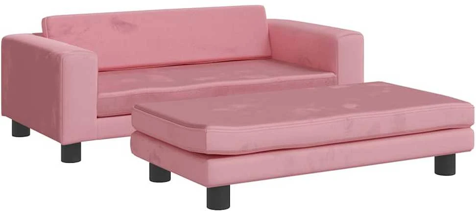 Vaikiška sofa su pakoja, rožinė, 100x50x30cm, aksomas