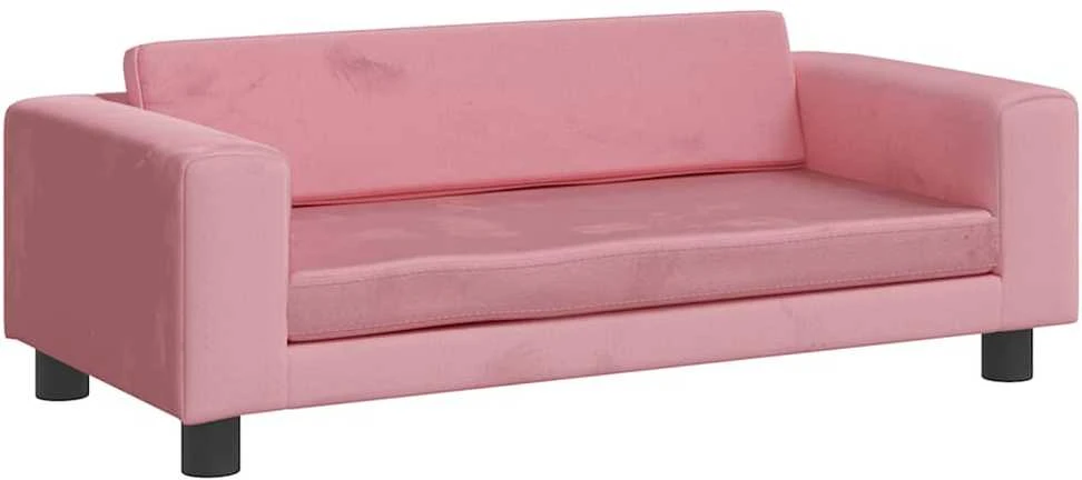 Vaikiška sofa su pakoja, rožinė, 100x50x30cm, aksomas