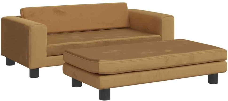 Vaikiška sofa su pakoja, ruda, 100x50x30cm, aksomas