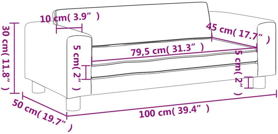 Vaikiška sofa su pakoja, ruda, 100x50x30cm, dirbtinė oda