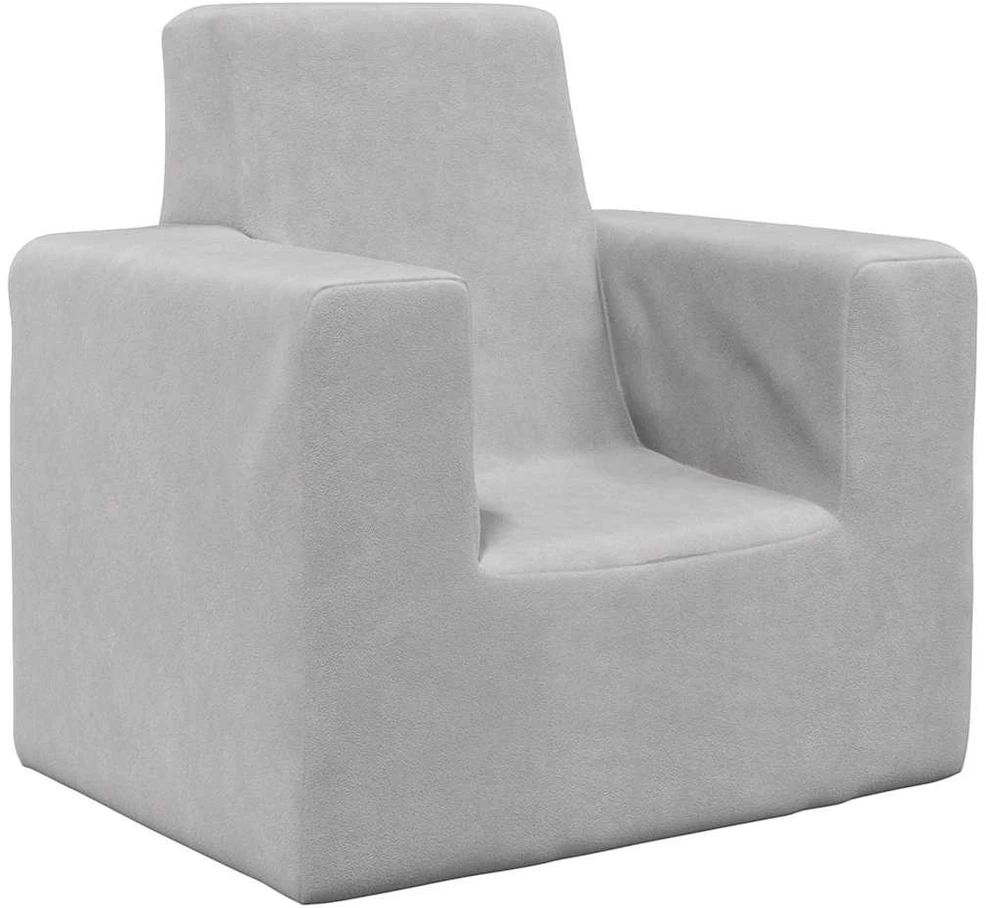 Vaikiška sofa, šviesiai pilkos spalvos, minkštas pliušas