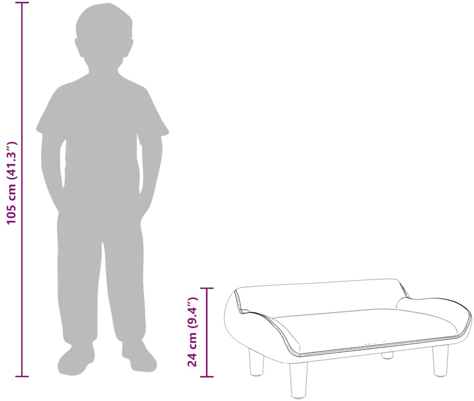 Vaikiška sofa, šviesiai pilkos spalvos, 70x40x24cm, audinys