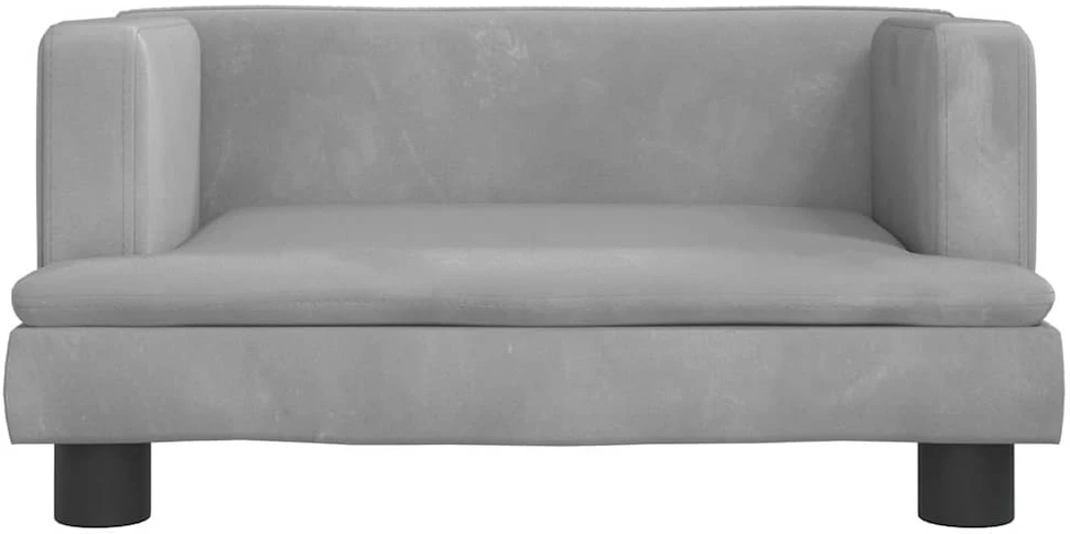 Vaikiška sofa, šviesiai pilkos spalvos, 60x40x30cm, aksomas