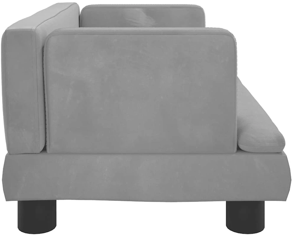 Vaikiška sofa, šviesiai pilkos spalvos, 60x40x30cm, aksomas