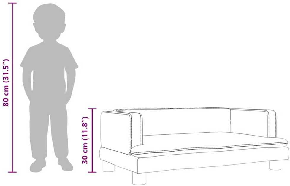 Vaikiška sofa, šviesiai pilkos spalvos, 80x45x30cm, aksomas
