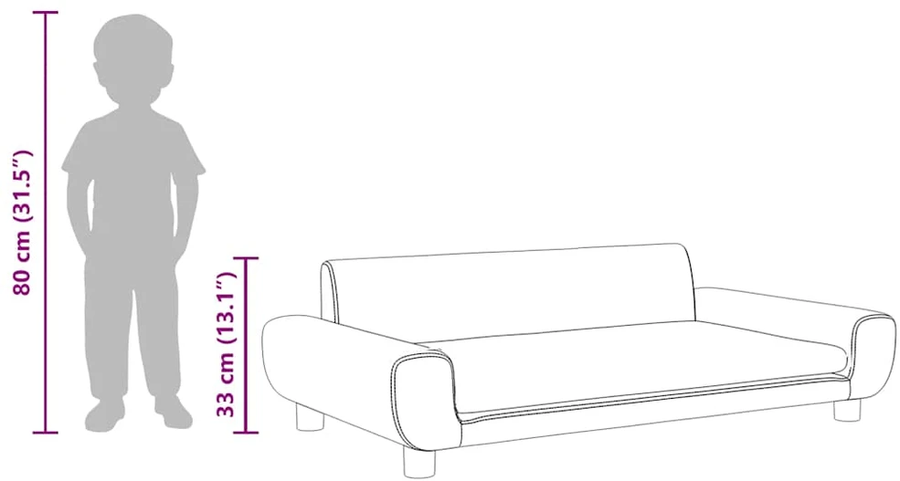 Vaikiška sofa, tamsiai pilkos spalvos, 100x54x33cm, aksomas