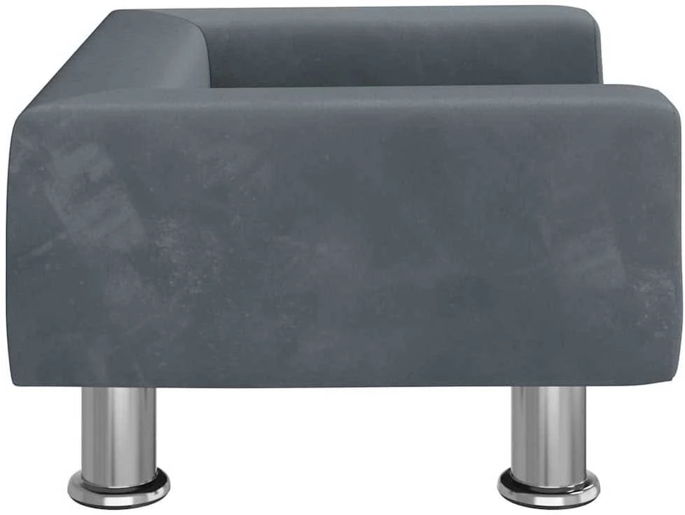 Vaikiška sofa, tamsiai pilkos spalvos, 50x40x26,5cm, aksomas