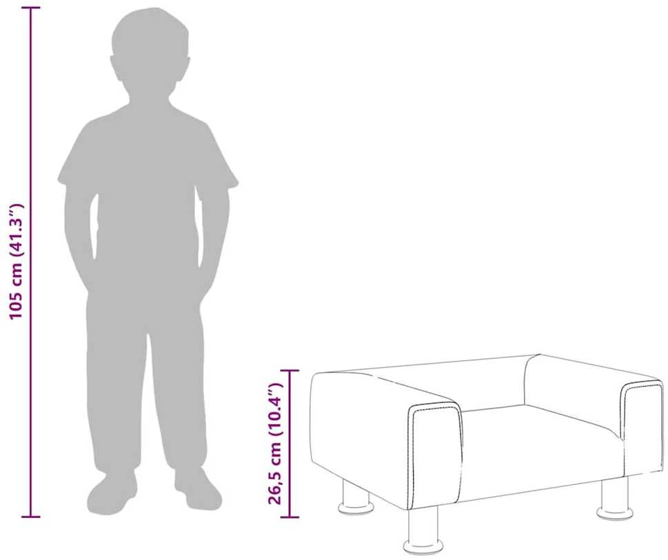 Vaikiška sofa, tamsiai pilkos spalvos, 50x40x26,5cm, aksomas