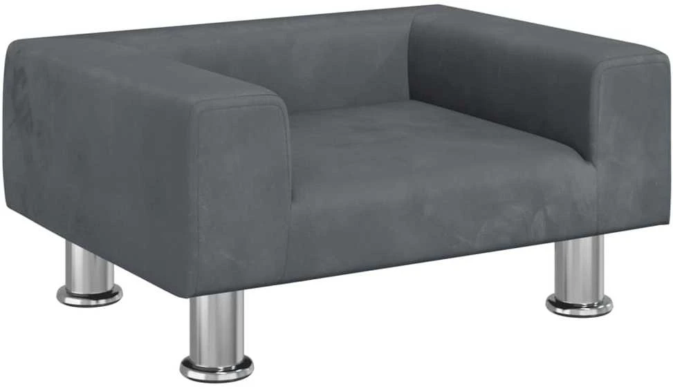 Vaikiška sofa, tamsiai pilkos spalvos, 50x40x26,5cm, aksomas