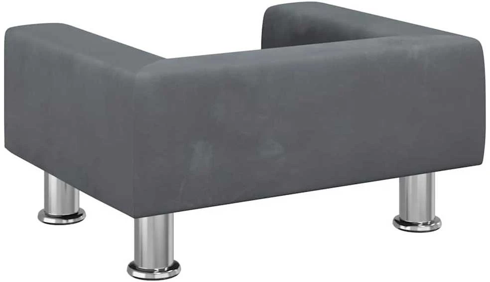 Vaikiška sofa, tamsiai pilkos spalvos, 50x40x26,5cm, aksomas