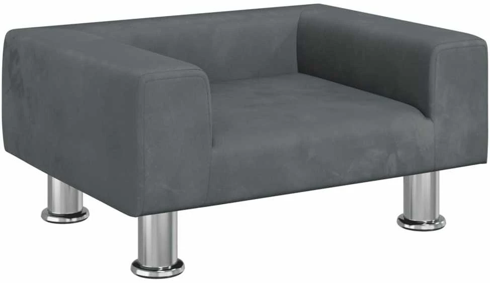 Vaikiška sofa, tamsiai pilkos spalvos, 50x40x26,5cm, aksomas