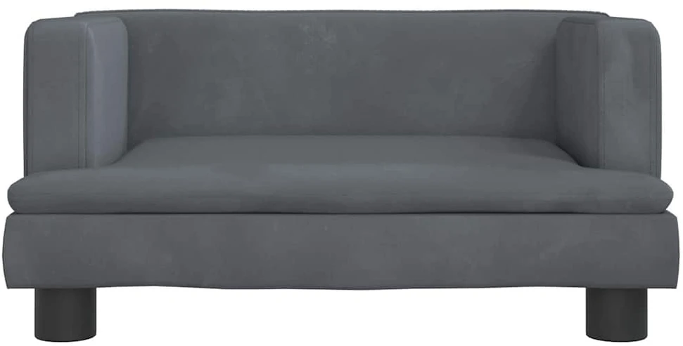 Vaikiška sofa, tamsiai pilkos spalvos, 60x40x30cm, aksomas