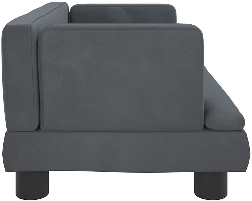 Vaikiška sofa, tamsiai pilkos spalvos, 60x40x30cm, aksomas