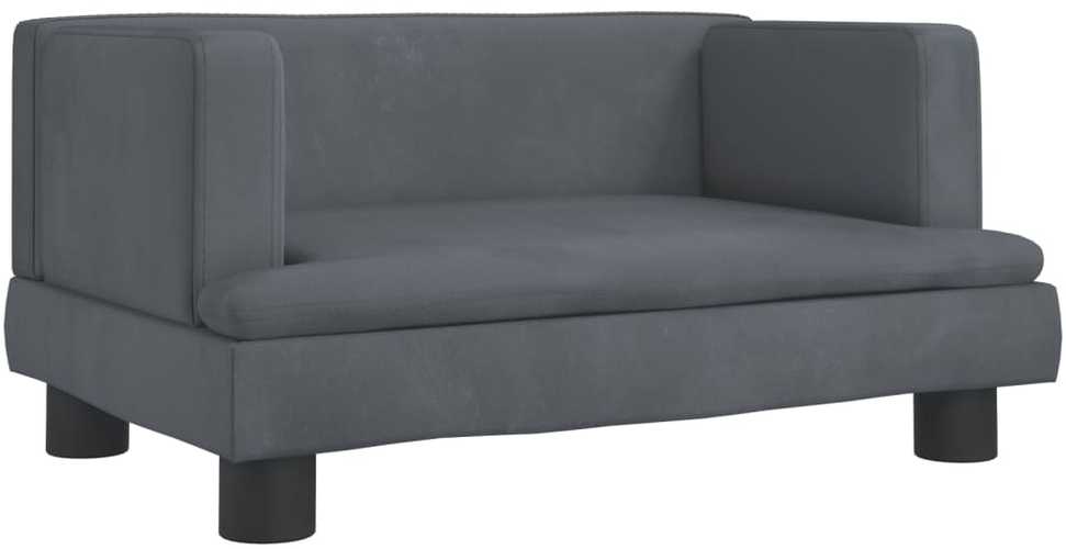Vaikiška sofa, tamsiai pilkos spalvos, 60x40x30cm, aksomas