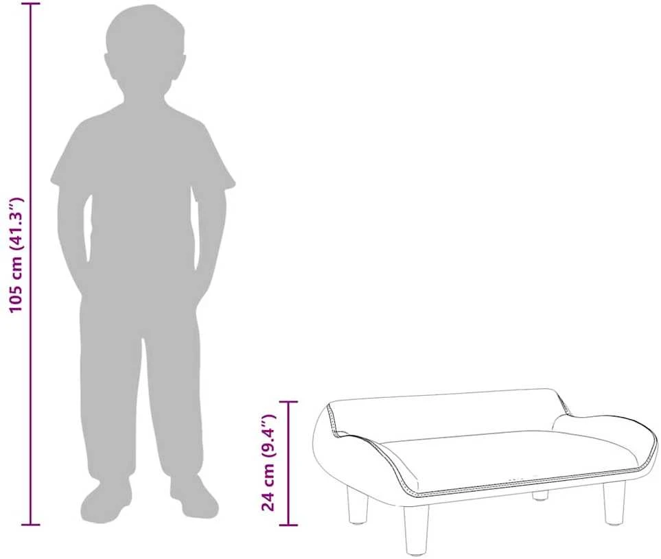 Vaikiška sofa, tamsiai pilkos spalvos, 70x40x24cm, aksomas