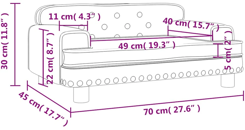 Vaikiška sofa, tamsiai pilkos spalvos, 70x45x30cm, aksomas