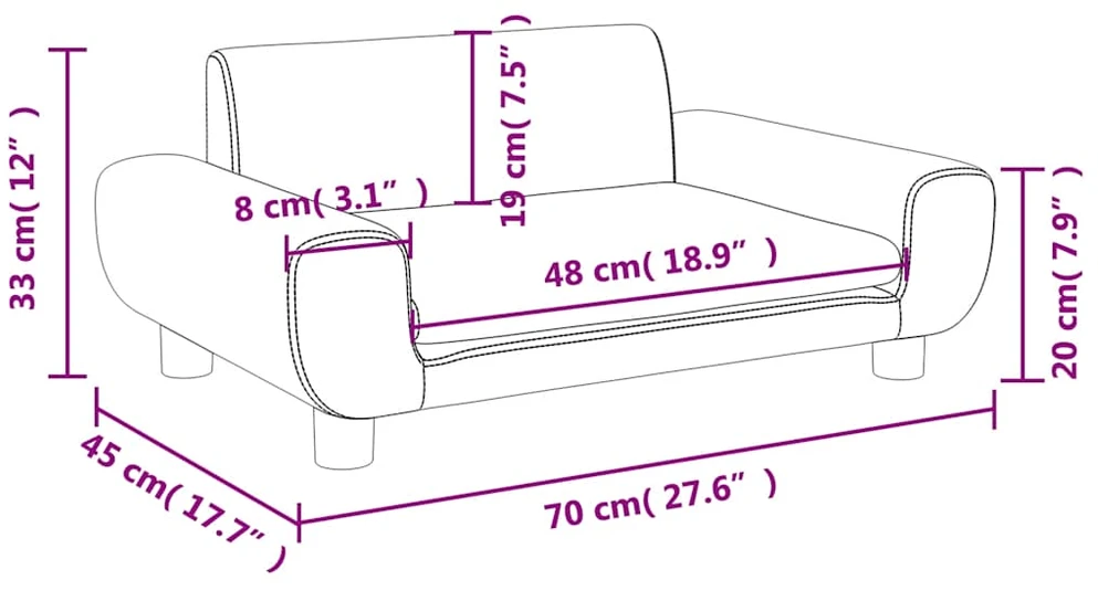 Vaikiška sofa, tamsiai pilkos spalvos, 70x45x33cm, aksomas