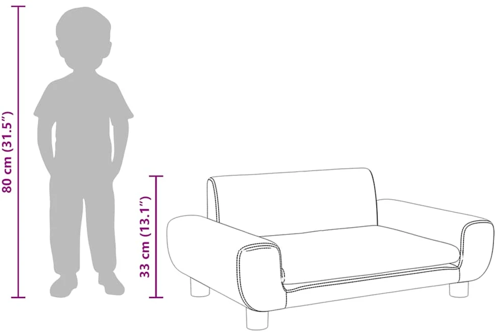 Vaikiška sofa, tamsiai pilkos spalvos, 70x45x33cm, aksomas