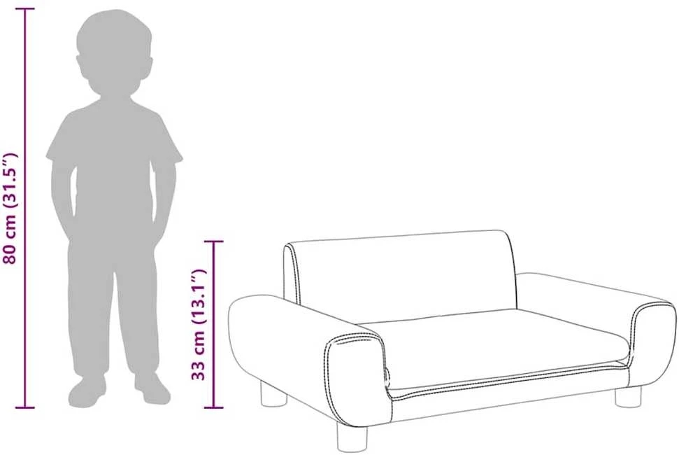 Vaikiška sofa, tamsiai pilkos spalvos, 70x45x33cm, aksomas