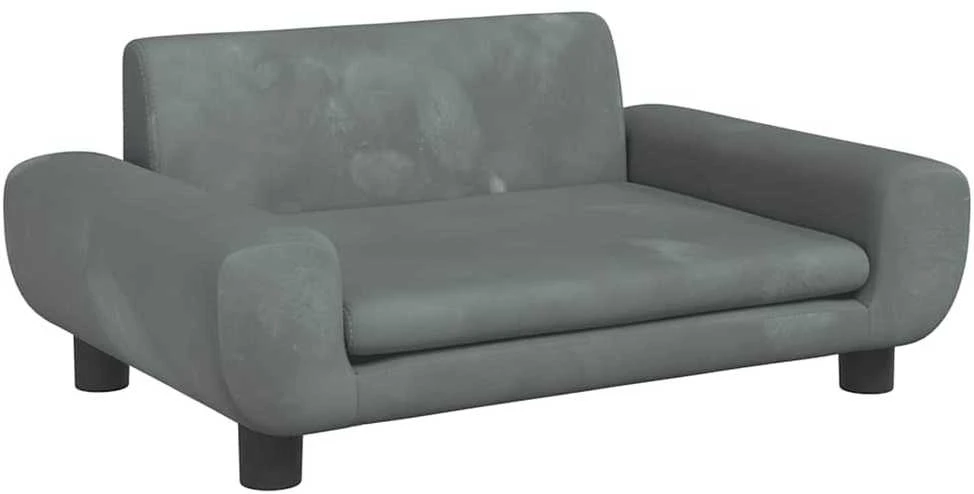Vaikiška sofa, tamsiai pilkos spalvos, 70x45x33cm, aksomas
