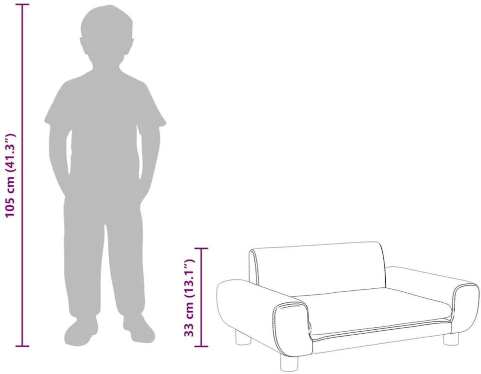 Vaikiška sofa, tamsiai pilkos spalvos, 70x45x33cm, aksomas