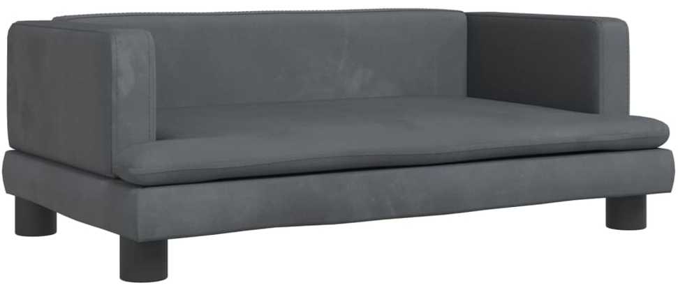 Vaikiška sofa, tamsiai pilkos spalvos, 80x45x30cm, aksomas