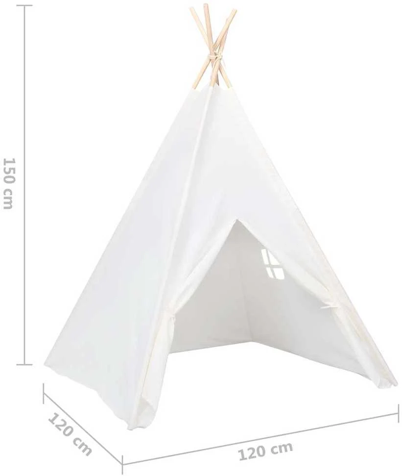 Vaikiška tipi palapinė, balta, 120x120x150cm, persiko oda