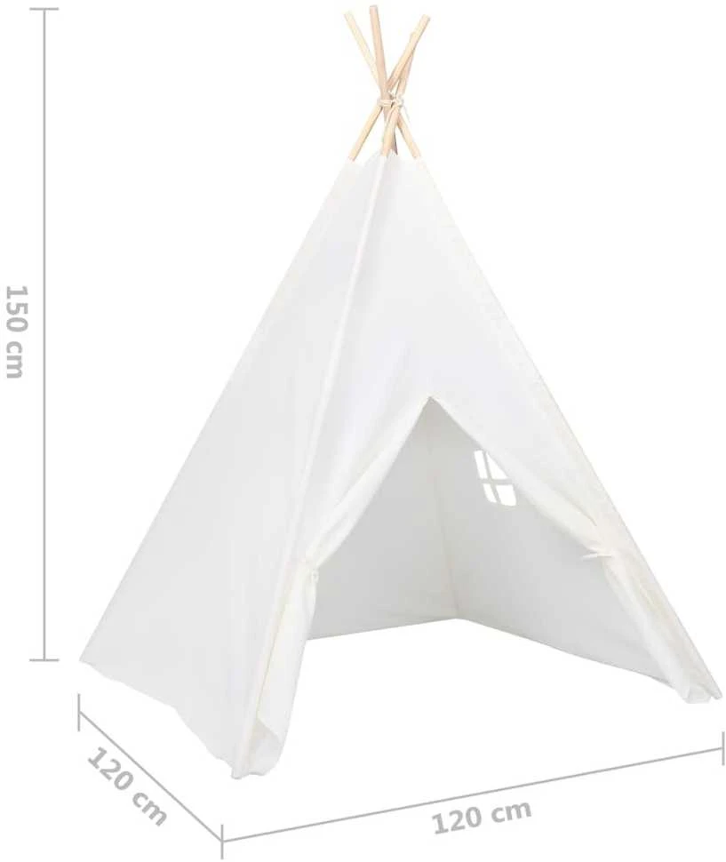 Vaikiška tipi palapinė, balta, 120x120x150cm, persiko oda