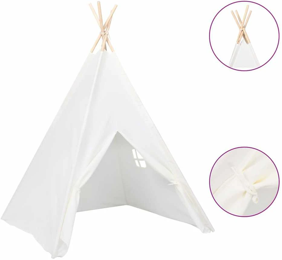 Vaikiška tipi palapinė, balta, 120x120x150cm, persiko oda