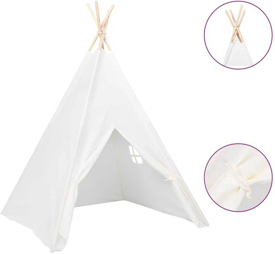 Vaikiška tipi palapinė, balta, 120x120x150cm, persiko oda