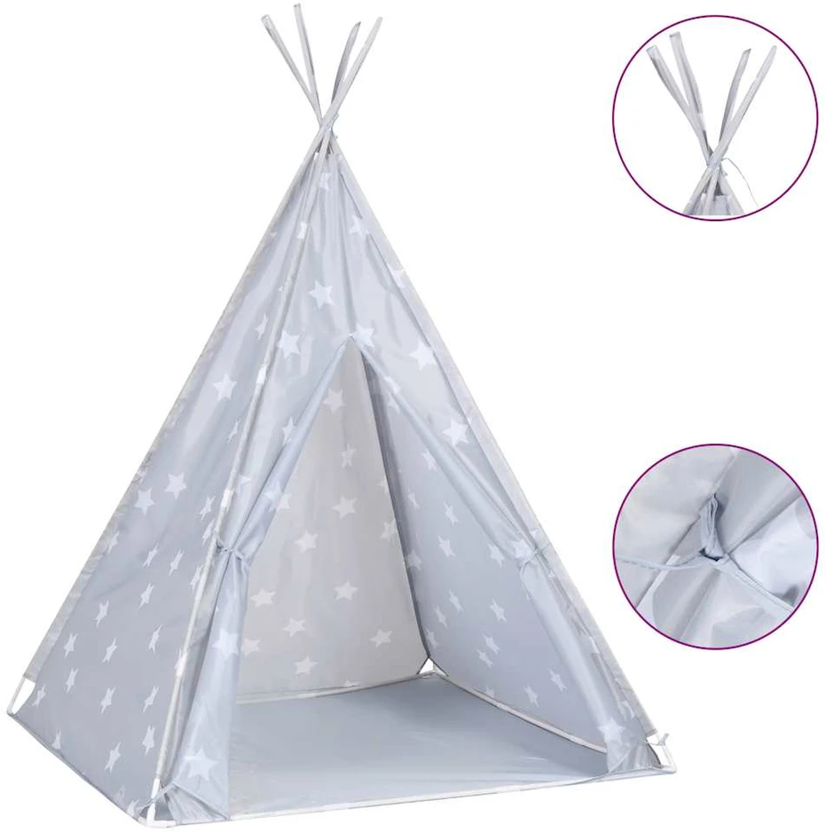 Vaikiška tipi palapinė, pilka, 115x115x160cm, poliesteris