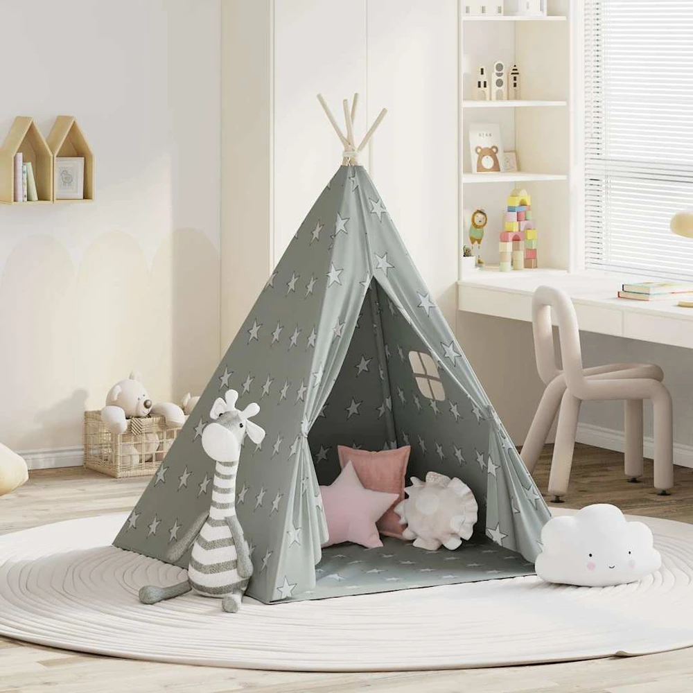 Vaikiška tipi palapinė, pilka, 115x115x160cm, poliesteris