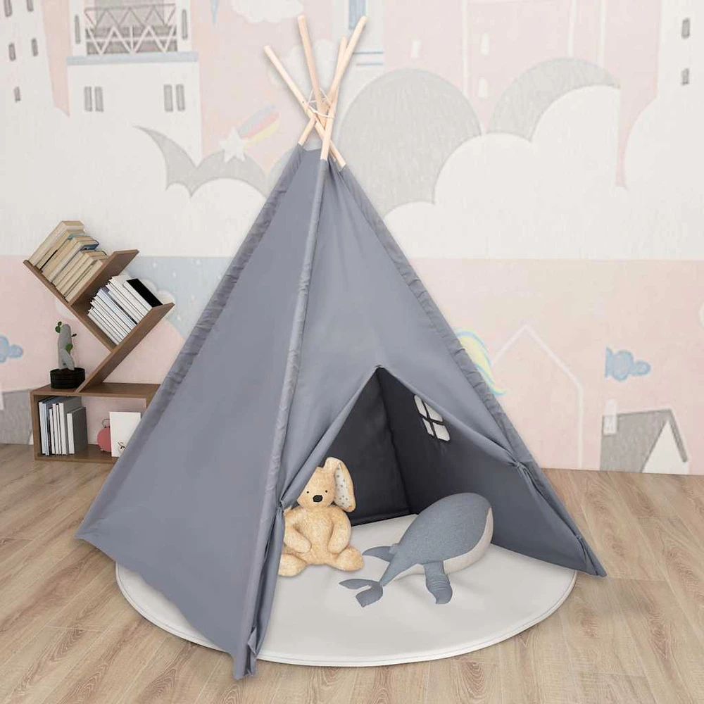Vaikiška tipi palapinė, pilka, 120x120x150cm, persiko oda