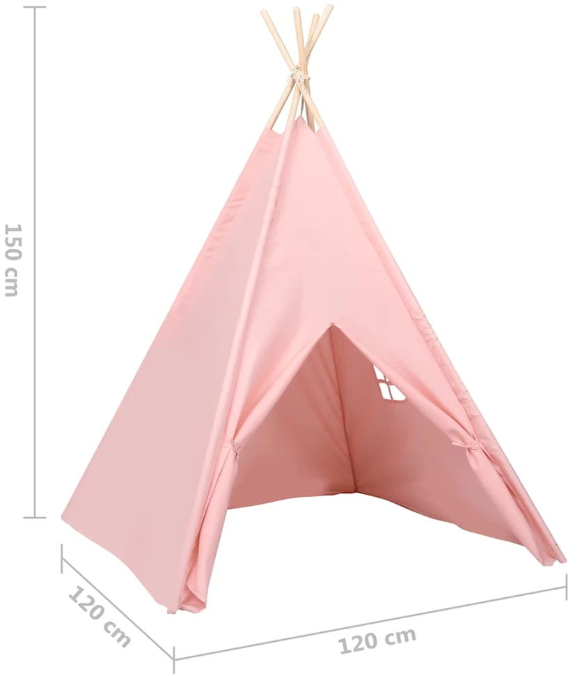 Vaikiška tipi palapinė, rožinė, 120x120x150cm, persiko oda