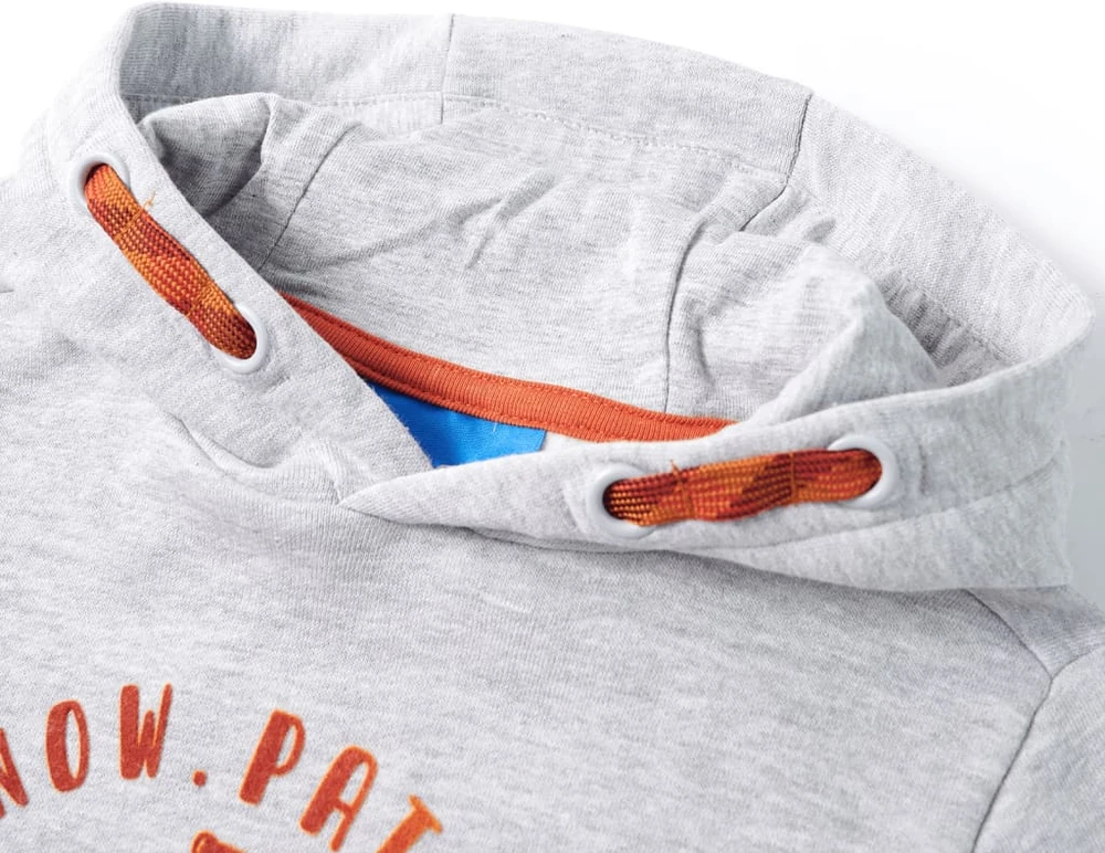Vaikiškas sportinis megztinis su gobtuvu, pilkas/oranžinis, 116 dydžio
